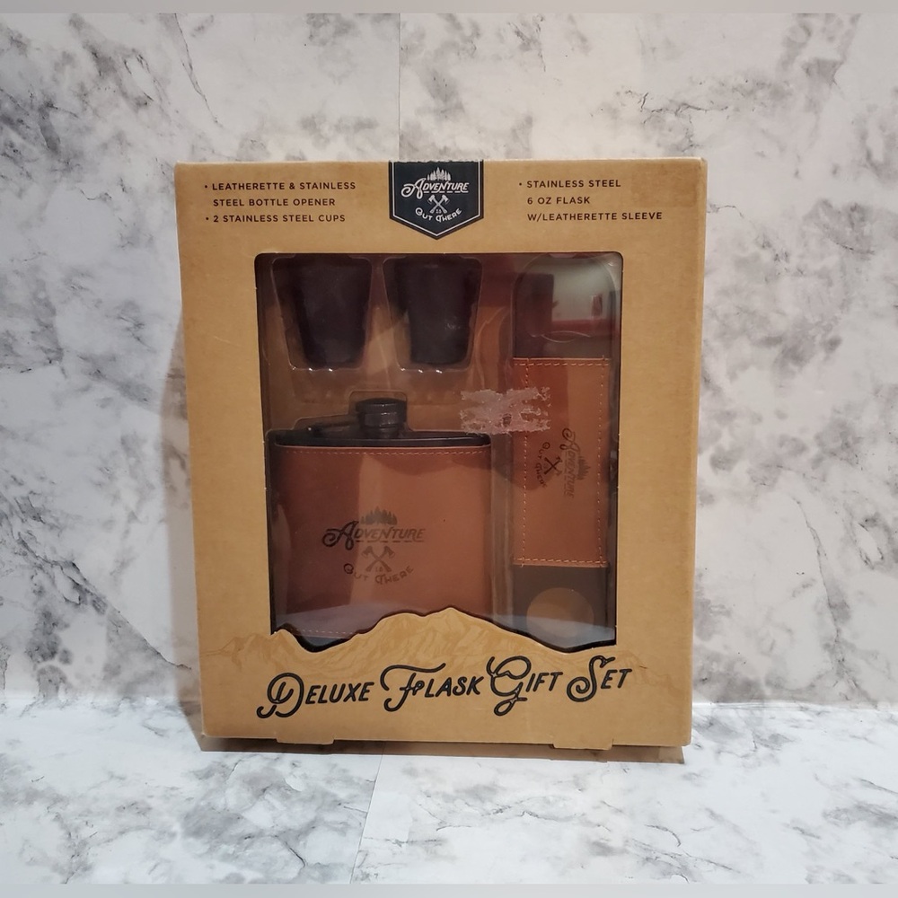 Adventure Out There Deluxe Flask Gift Set 4pc Set